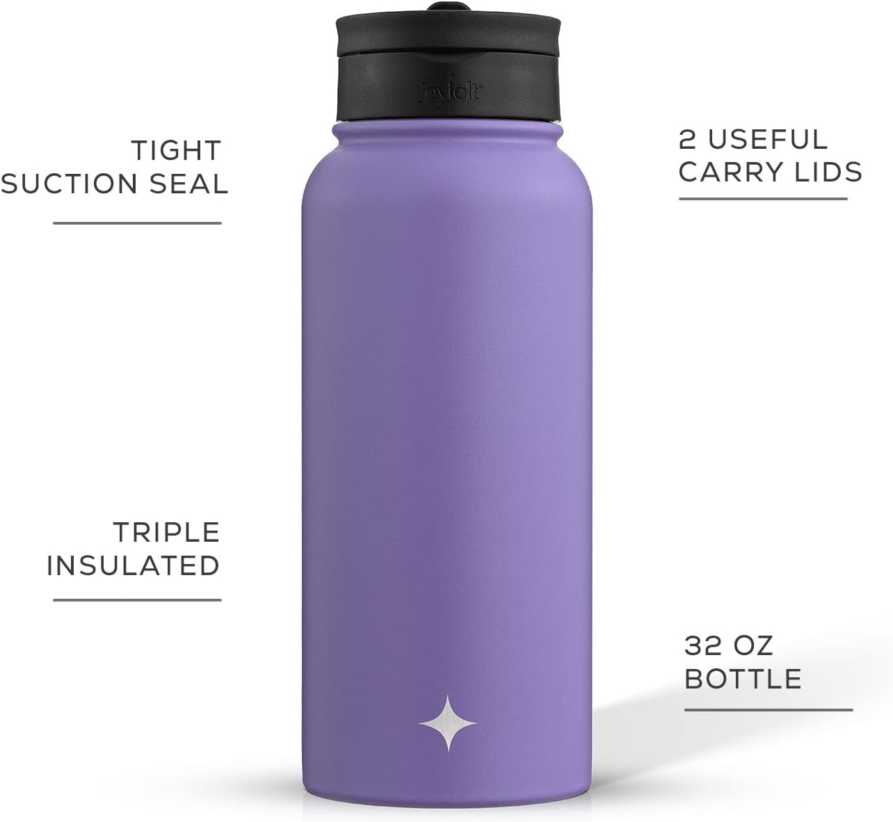 JoyJolt Triple Insulated Water Bottle with Straw Lid AND Flip Lid! 22oz Water Bottle, 12 Hour Hot/Cold Vacuum Insulated Stainless Steel Water Bottle. BPA-Free Leakproof Water Bottles - Thermos Bottle
