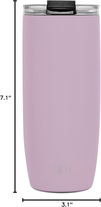 Simple Modern Voyager Tumbler with Flip Lid | Travel Coffee Mug | Insulated Stainless Steel Cold Brew Iced or Hot Coffee Cup | Gifts for Women Men Her Him | 16oz, Almond Birch