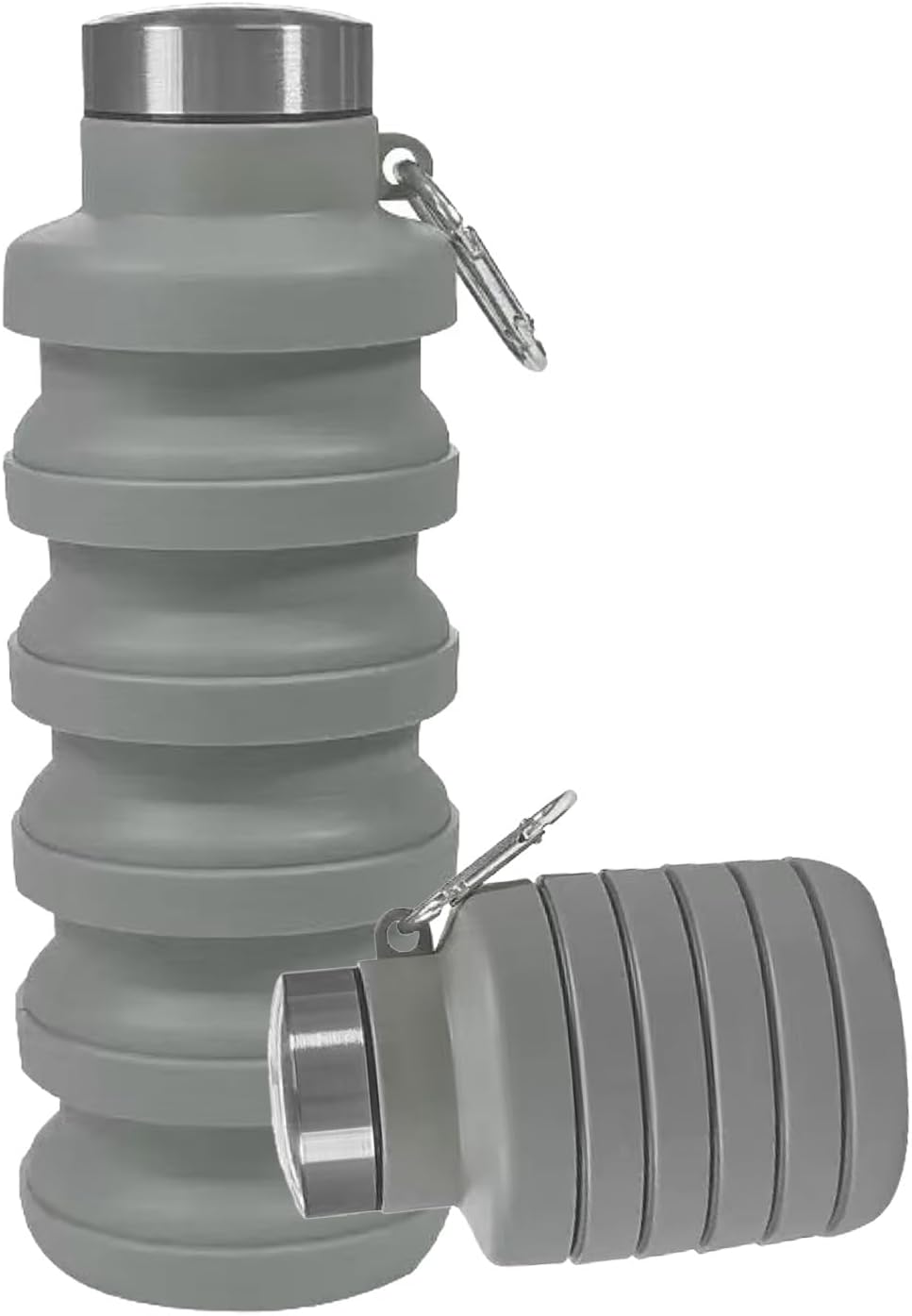 Collapsible Water Bottles,16oz Capacity Portable Reusable Silicone Water Bottle,Leak-proof,with buckle,foldable storage,Lightweight Durable for Fitness,Cycling,Sports,Camping,Hiking (Deep Black)