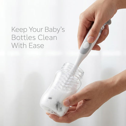Ariseno 5-in-1 Baby Bottle Cleaner Set, Including Nylon & Silicone Bottle Brush, Cap, Straw & Nipple Brushes, BPA-Free (Grey)