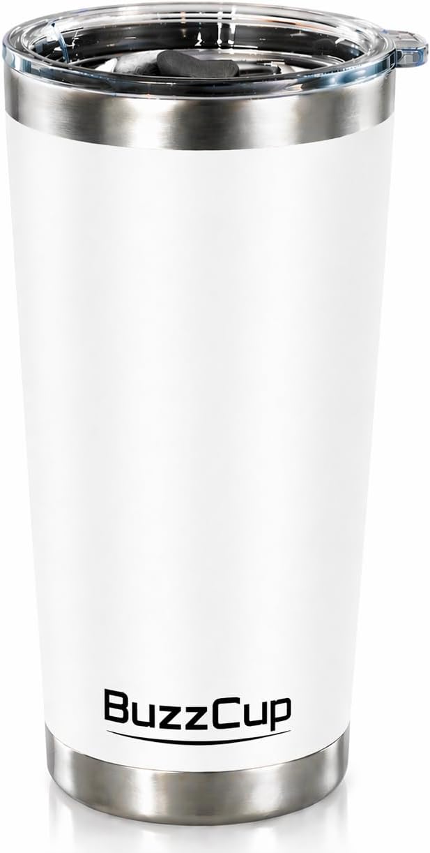 20 oz Stainless Steel Tumbler with Magnetic Slide Lid – Double Wall Insulated Coffee Travel Mug, Leak Proof Iced Coffee Cup, Hot & Cold Tumbler (Black)