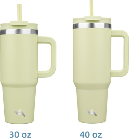 Konokyo 30 oz Tumbler with Handle and 2 Straws,2 in 1 Lid Insulated Water Bottle Stainless Steel Travel Coffee Mug,Sky