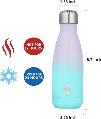 BJPKPK Insulated Water Bottle 12oz Small Stainless Steel Water Bottles Reusable Metal Thermal Keep Cold and Hot,Dreamy Purple - Colors B