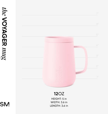 Simple Modern Voyager Signature Mug | Travel Coffee Tumbler with 360° Lid and Handle | Ceramic-Lined Insulated Stainless Steel Iced Cold Brew Cup | 12oz, Blue Dune