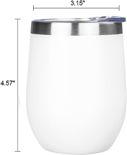 MEZMUT 12 Oz Insulated Wine Tumbler with Lid Double Wall Vacuum Stainless Steel Wine Glass Coffee Mug Insulated Tumbler Cup for Champaign, Cocktail, Beer (Black, 1 Pack)
