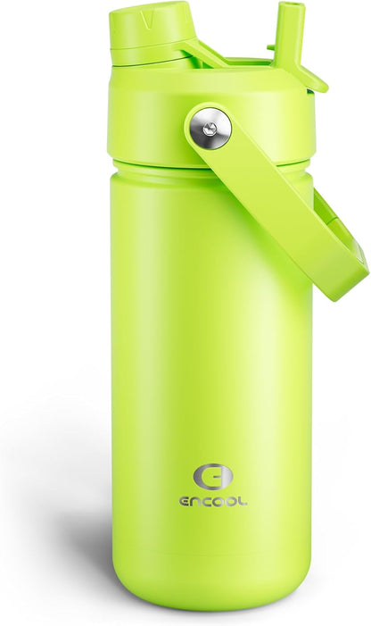 ENCOOL Insulated Water Bottle with Straw Stainless Steel Water Bottle, Leak-Proof, BPA-Free, Double Wall Vacuum Keeps Cold for 24 Hours for Sports, Travel, School (26 oz, Cotton Candy) - Colors A