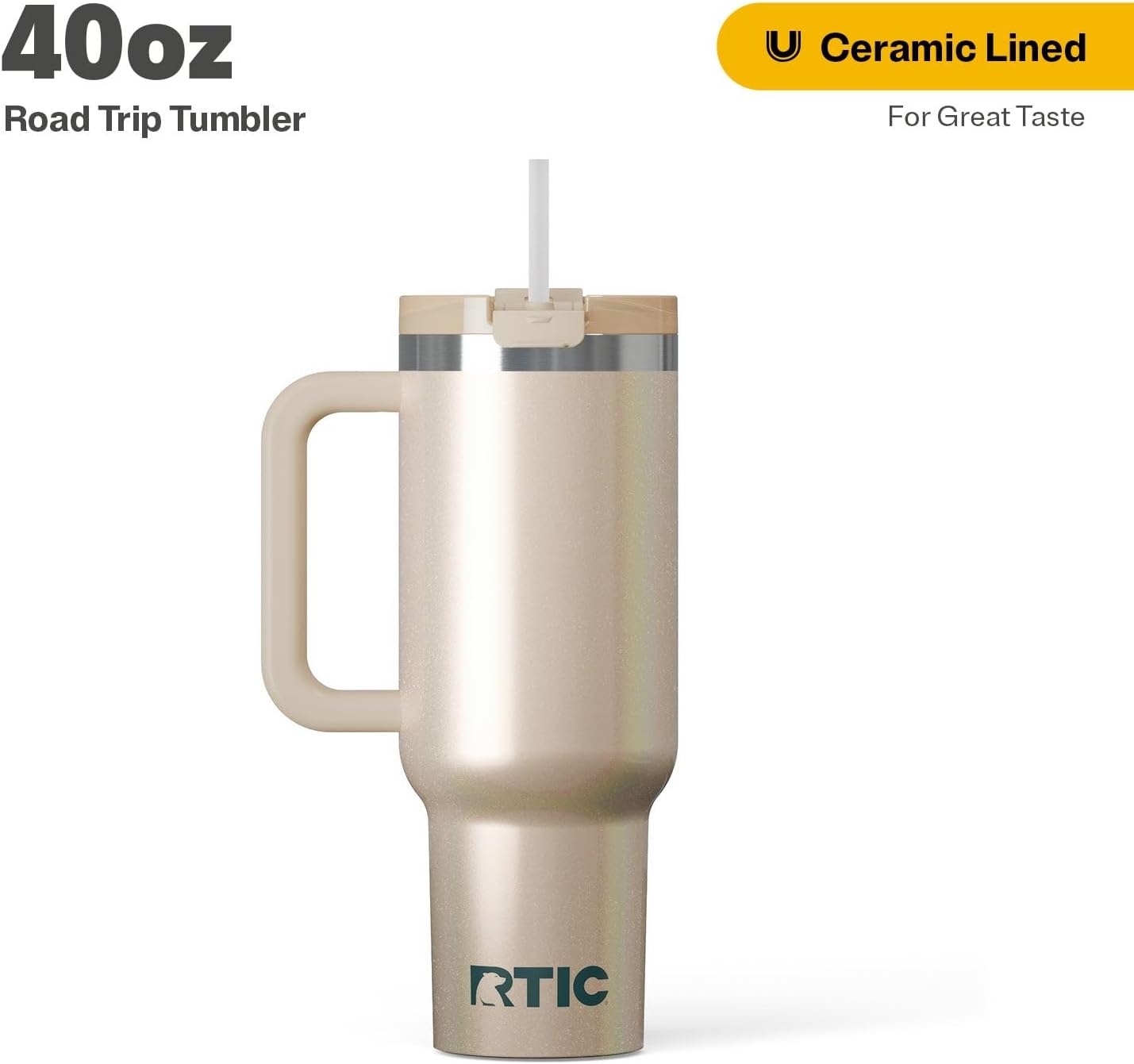 RTIC 30 oz Road Trip Tumbler Double-Walled Ceramic Lined InsulatedStainless Steel Portable Travel Coffee Mug Cup with Lid, Handle and Straw, Periwinkle Bouquet