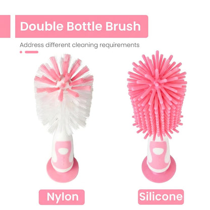 Ariseno 5-in-1 Baby Bottle Cleaner Set, Including Nylon & Silicone Bottle Brush, Cap, Straw & Nipple Brushes, BPA-Free (Grey)