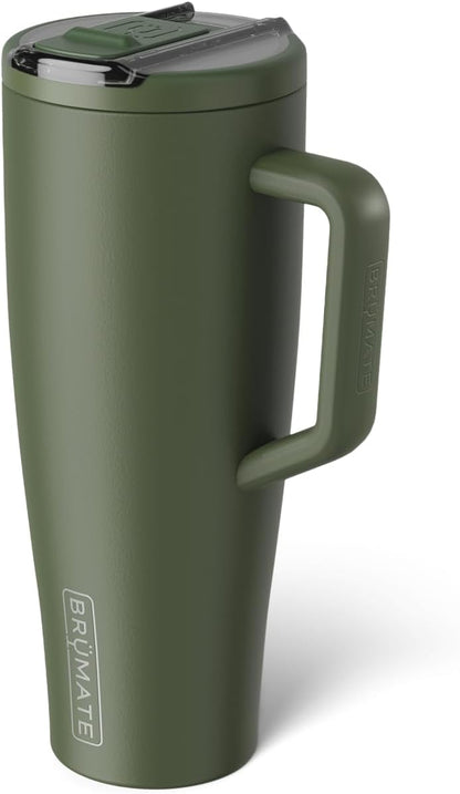 BrüMate Era Flip 30oz Tumbler with 100% Leakproof Covered Straw Lid | Hygienic Covered Straw | Insulated Stainless Steel Water Bottle with Handle | Cup Holder Friendly | BPA-Free (Sage)