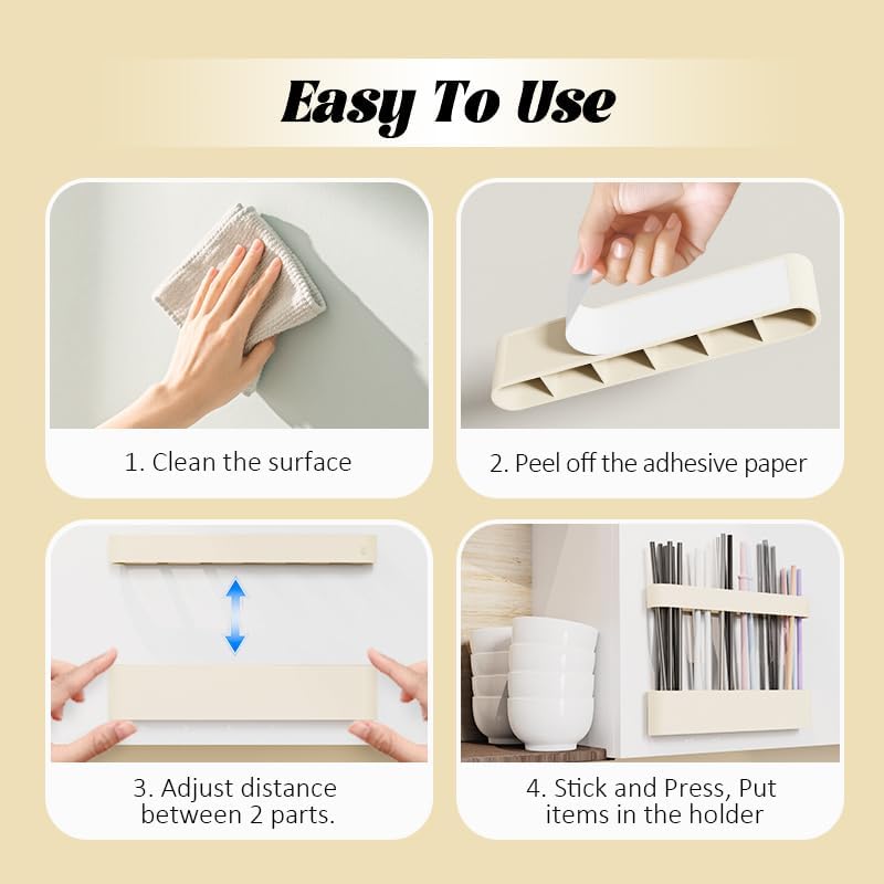 Silicone Straw Holder Self-Adhesive Straw Dispenser with 6 Slots Reusable Drinking Straw Storage Organizer Kitchen Accessories Container for Cabinet Fridge Cupboard Door (Blue)
