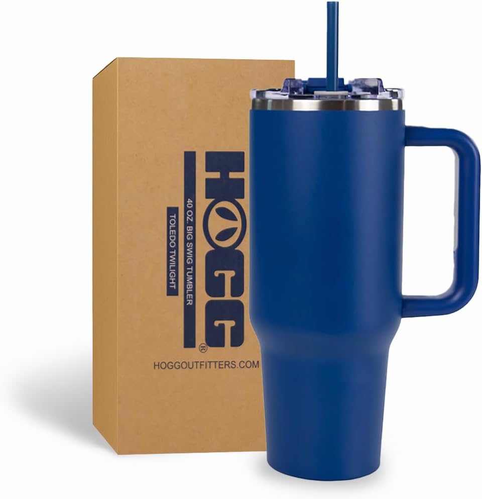 Hogg Big Swig 40 oz Tumbler with Handle and Straw - Red, 40oz Insulated Stainless Steel, Water Tumbler with Straw, Water Cup with Handle, Versatile Leak Proof Lid