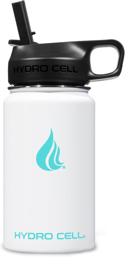 HYDRO CELL Stainless Steel Insulated Water Bottle with Straw - For Cold & Hot Drinks - Metal Vacuum Flask with Screw Cap and Modern Leakproof Sport Thermos for Adults (Neon 18oz)
