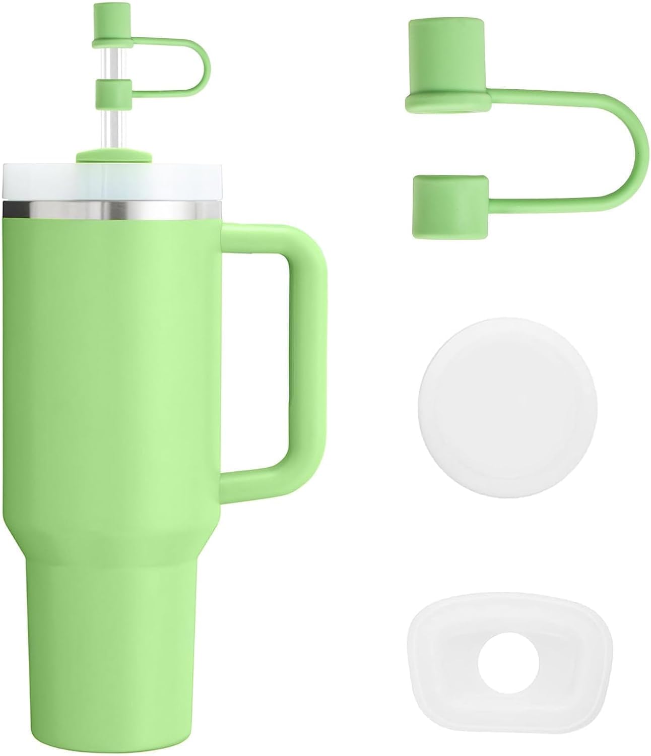 MOLOSLEEVE 21 Colors Straw Toppers Include A Set of Leak-proof Plugs, for Stanley Straw Covers Cap for Stanley Cup 2.0 30oz, 40oz, Silicone, Dust-Proof （Clear）