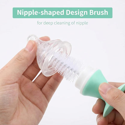 Ariseno 5-in-1 Baby Bottle Cleaner Set, Including Nylon & Silicone Bottle Brush, Cap, Straw & Nipple Brushes, BPA-Free (Grey)