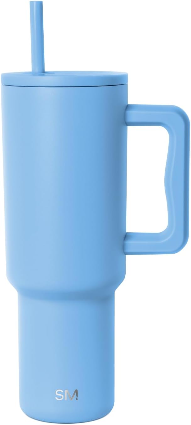 Simple Modern 40 oz Trek Tumbler with Handle and Straw Lid | Cup Holder Friendly Insulated Stainless Steel Travel Mug | Sea Glass Sage - Colors A