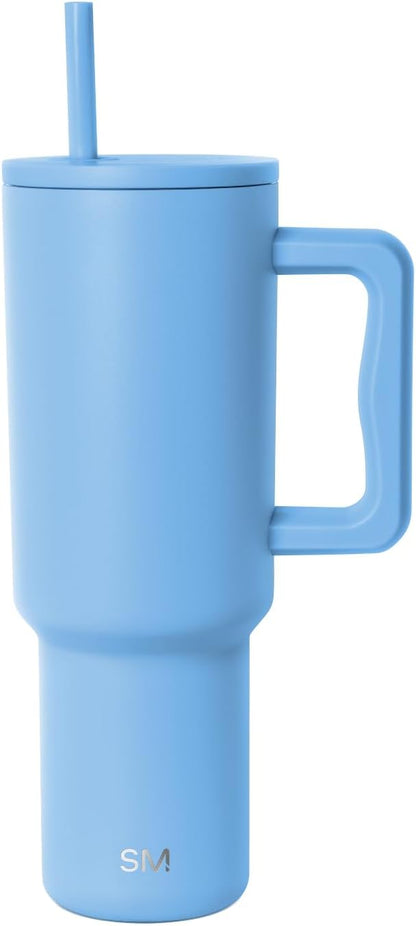 Simple Modern 40 oz Trek Tumbler with Handle and Straw Lid | Cup Holder Friendly Insulated Stainless Steel Travel Mug | Sea Glass Sage - Colors A