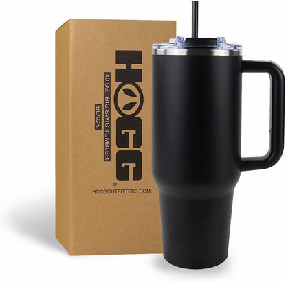 Hogg Big Swig 40 oz Tumbler with Handle and Straw - Red, 40oz Insulated Stainless Steel, Water Tumbler with Straw, Water Cup with Handle, Versatile Leak Proof Lid
