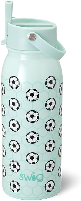 Swig Life 36oz Insulated Water Bottle, Travel Water Bottle with Straw and Lid, Cup Holder Friendly, Stainless Steel (Pickleball)