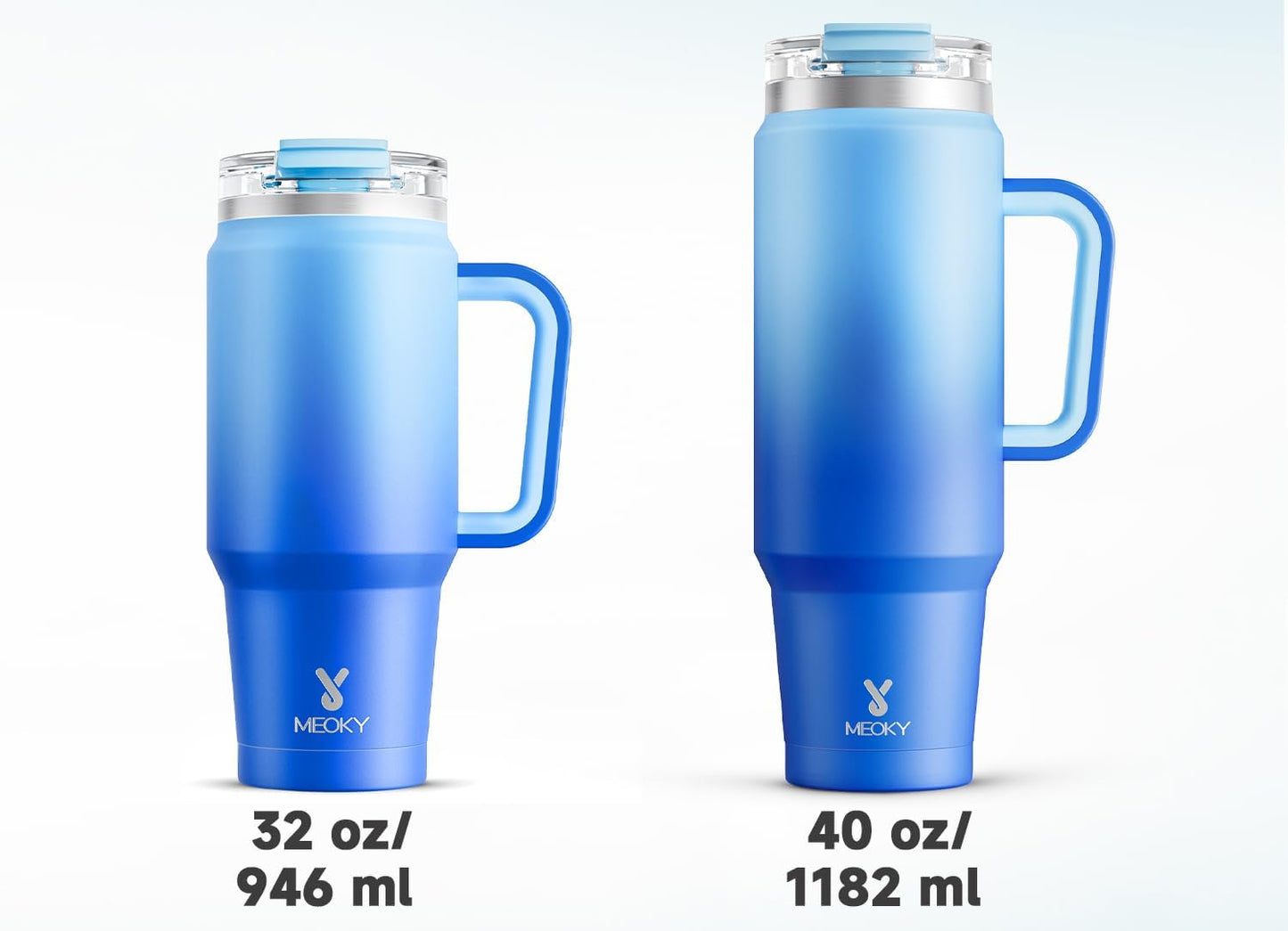Meoky 32 oz Tumbler with Handle, Insulated Tumbler with Lid and Straw, Stainless Steel Travel Mug, Keeps Cold for 24 Hours, 100% Leak Proof, Fits in Car Cup Holder (Night)