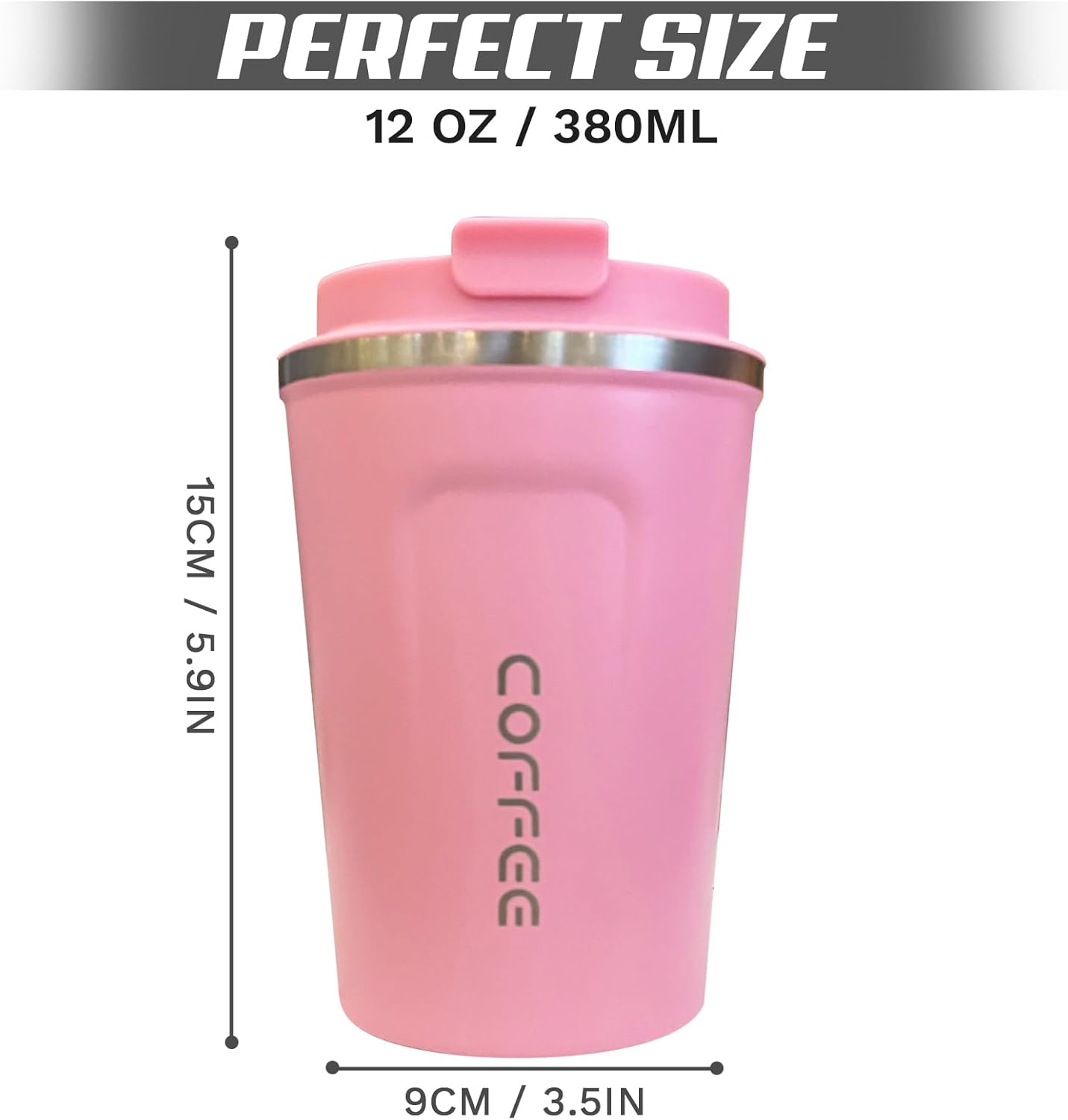SPLMIFA Travel Coffee Mug Leak-Proof, Reusable Coffee Cups with Lids, Stainless Steel Vacuum Insulated Coffee Tumblers, Thermal Insulation Cup for Men and Women Hot & Cold Drinks(2nd-Green Pink, 12OZ)