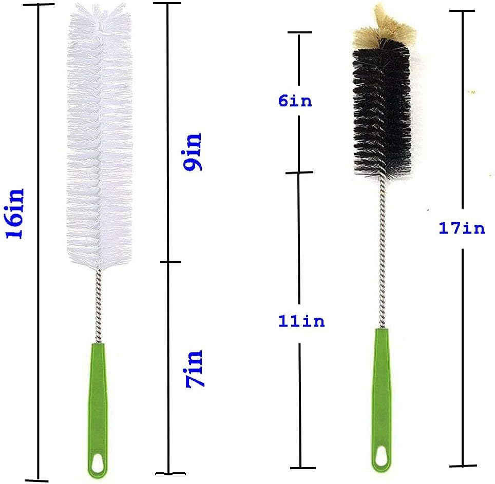 Long Bottle Brush, 17 in Bendable Cleaner Brushes for Cleaning Neck Beer Bottles, Wine, Baby Bottles, Water Bottles, Tumblers, Flask, Bird Feeder, Vase, Pipes and Brewing Supplies Black/1Pack