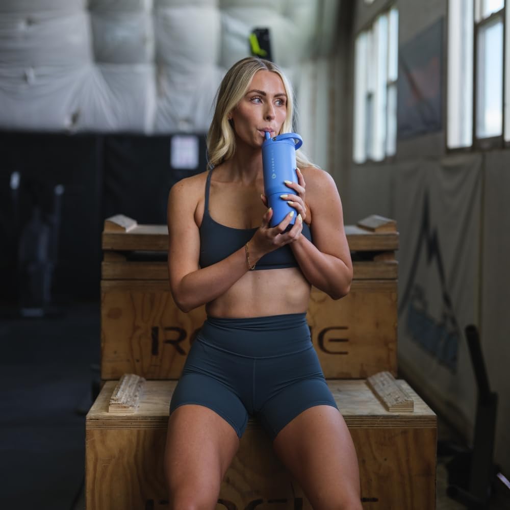 HydroJug Sport - Stainless Steel Tumbler with Straw, Vacuum Insulated, 40oz Leakproof Water Bottle, Ergonomic Design, Reusable, Dishwasher Safe, Rubber Base, Durable for Gym or Outdoors, Sage