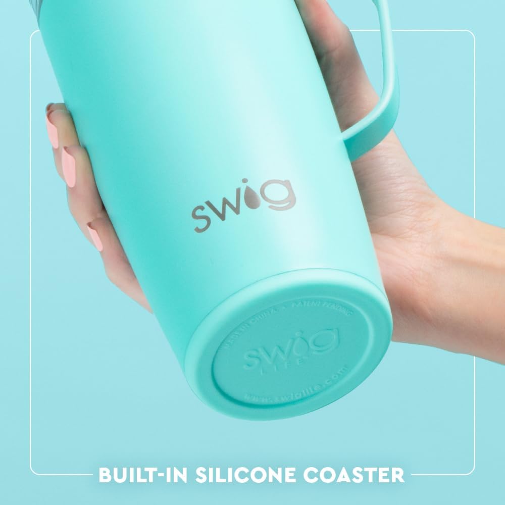 Swig Life 18oz Travel Mug, Insulated Tumbler with Handle and Lid, Cup Holder Friendly, Dishwasher Safe, Stainless Steel, Travel Coffee Cup (Honey Meadow)