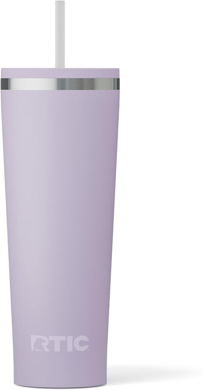 RTIC 20oz Everyday Tumbler Insulated Stainless Steel Portable Travel Coffee Cup with Straw, Ceramic Lining, Spill-Resistant Lid, BPA-Free, Hot and Cold Drink, Beach