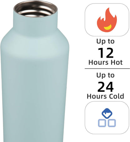 Konokyo Insulated Water Bottle with Straw,25 OZ Double Wall Vacuum Stainless Steel Water Flask with 2 Lids,Black