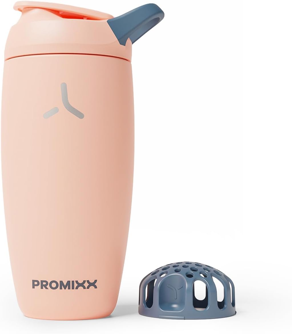 Promixx Pursuit Insulated Shaker Bottle – 18oz Double-Wall Stainless Steel Protein Mixer with Snap-Fit Agitator for Smooth Ice-Cold Shakes – Leak-Proof Gym Shaker Cup for Fitness – Midnight Blue