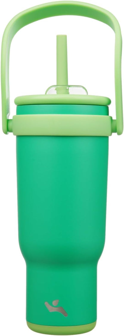 Konokyo 30 oz Tumbler with Side Handle, Insulated Water Bottle with Straw and 2 in 1 Lid, Stainless Steel Cup Travel Coffee Mug for Sports Office Gym,Purple