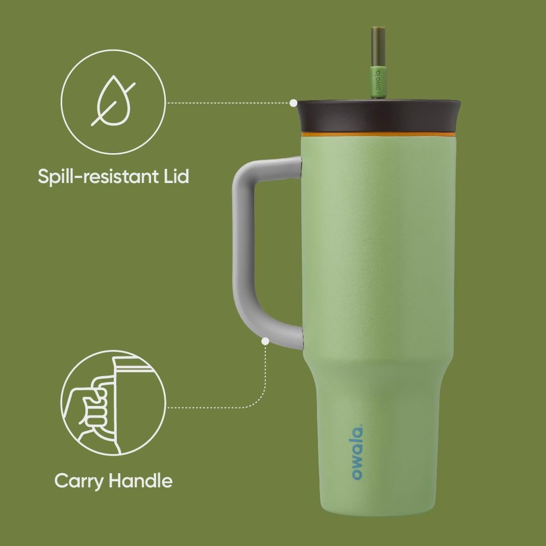 Owala Stainless Steel Triple Layer Insulated Travel Tumbler with Spill Resistant Lid and Straw, BPA Free, 24 oz, Grey/Blue (The Great Blue)
