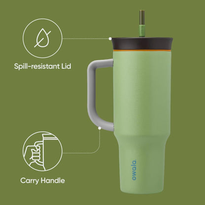 Owala Stainless Steel Triple Layer Insulated Travel Tumbler with Spill Resistant Lid and Straw, BPA Free, 24 oz, Grey/Blue (The Great Blue)