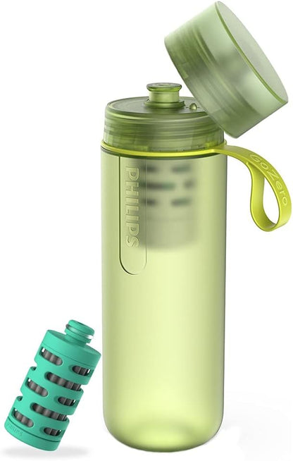 Philips Water GoZero Active BPA-Free Water Bottle with Fitness Tap Water Filter, Sport Squeeze Water Bottle, Lightweight, 24 oz with Fitness Filter, Plum