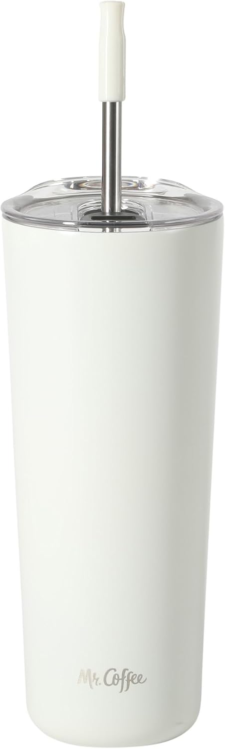 Mr. Coffee Java Quest 16 oz Double Wall Stainless Steel Tumbler with Lid & Reusable Straw, Insulated Thermal Drink Cup for Hot & Cold Beverages, Teal