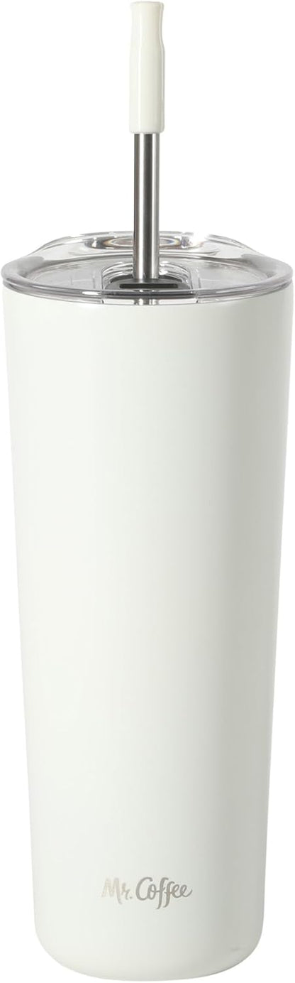 Mr. Coffee Java Quest 16 oz Double Wall Stainless Steel Tumbler with Lid & Reusable Straw, Insulated Thermal Drink Cup for Hot & Cold Beverages, Teal