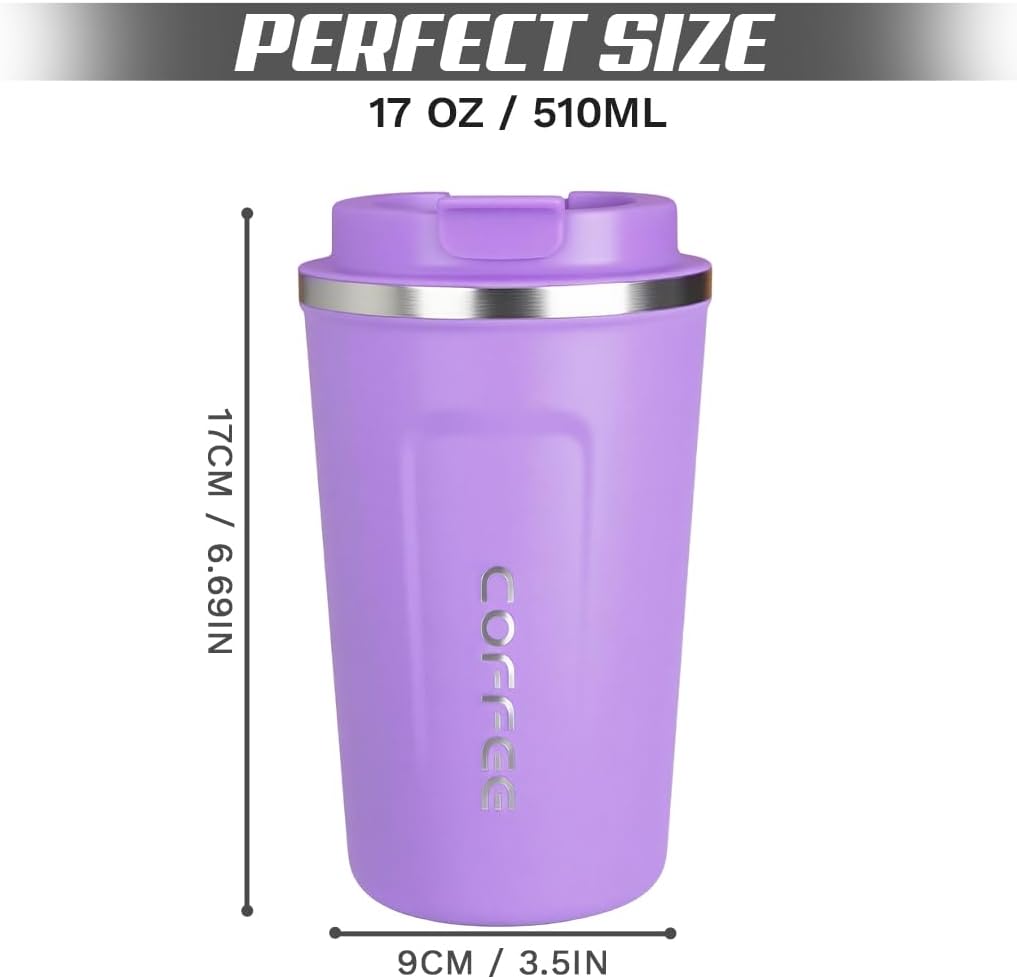 SPLMIFA Travel Coffee Mug Leak-Proof, Reusable Coffee Cups with Lids, Stainless Steel Vacuum Insulated Coffee Tumblers, Thermal Insulation Cup for Men and Women Hot & Cold Drinks(2nd-Green Pink, 12OZ)