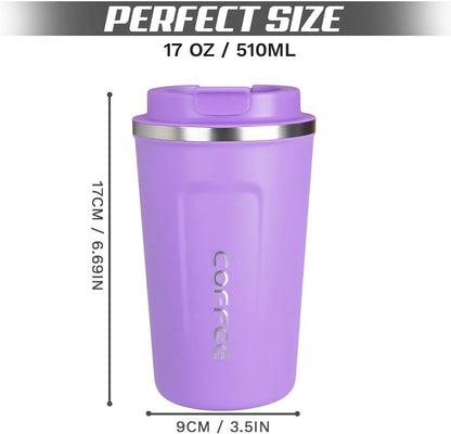 SPLMIFA Travel Coffee Mug Leak-Proof, Reusable Coffee Cups with Lids, Stainless Steel Vacuum Insulated Coffee Tumblers, Thermal Insulation Cup for Men and Women Hot & Cold Drinks(2nd-Green Pink, 12OZ)