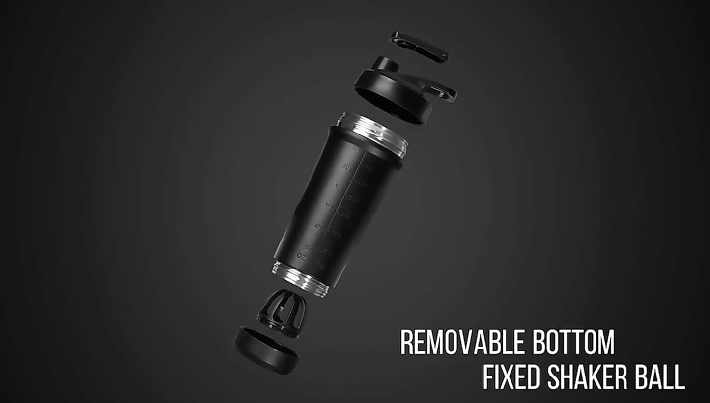 Swolverine® Stainless Steel Shaker | Black on Black Stainless Steel Protein Shaker Bottle