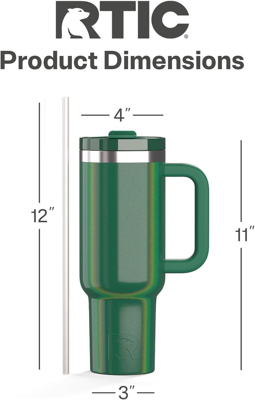 RTIC 30 oz Road Trip Tumbler Double-Walled Ceramic Lined InsulatedStainless Steel Portable Travel Coffee Mug Cup with Lid, Handle and Straw, Periwinkle Bouquet