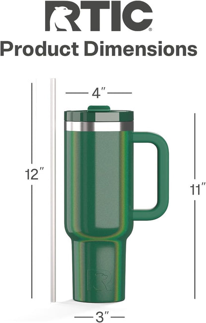 RTIC 30 oz Road Trip Tumbler Double-Walled Ceramic Lined InsulatedStainless Steel Portable Travel Coffee Mug Cup with Lid, Handle and Straw, Periwinkle Bouquet