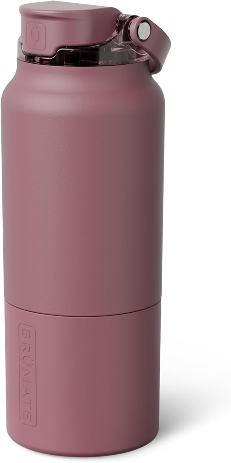 BrüMate Rise 25oz Water Bottle With 100% Leakproof Covered Silicone Straw | Insulated Stainless Steel Water Bottle | Cup-Holder Friendly | Fast Flow | Soft Sip Silicone Spout | BPA-Free (Rose Taupe)