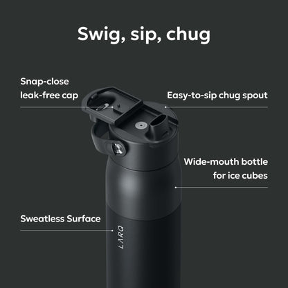 LARQ Swig Top — Insulated Stainless Steel Water Bottle with Straw, Detachable Silicone Handle, Vacuum 24h Cold, BPA-Free Metal Bottle for Gym, Travel, Office, Wide Mouth for Ice — 23 oz, Mojave Dune