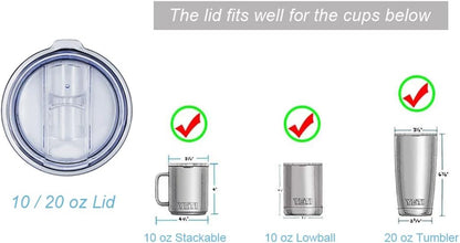 DOCIK Splash Proof Lids Covers for 20 Oz Yeti Rambler Ozark Trail Tumbler and More Travel Cup, Also Fit for Yeti 10 Oz Lowball, 2 Pack