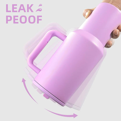 40 oz Insulated Tumbler with Handle,Flip Straw,Lid & Rubber Base Stainless Steel Water Bottle - Leak Proof Vacuum Insulated Mug BPA Free Reusable Travel Cup Gifts for Women/Men (light blue)
