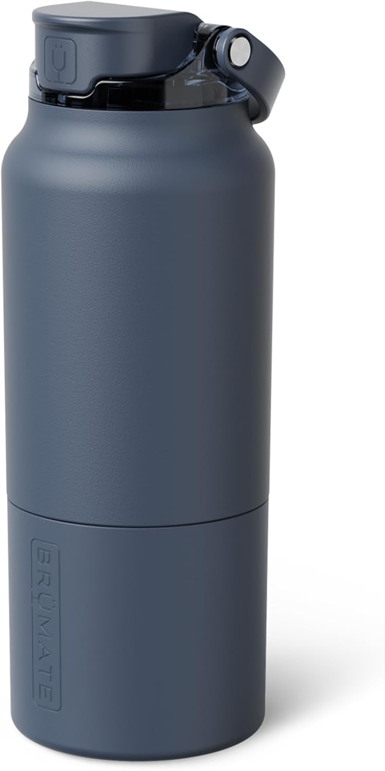 BrüMate Rise 25oz Water Bottle With 100% Leakproof Covered Silicone Straw | Insulated Stainless Steel Water Bottle | Cup-Holder Friendly | Fast Flow | Soft Sip Silicone Spout | BPA-Free (Rose Taupe)