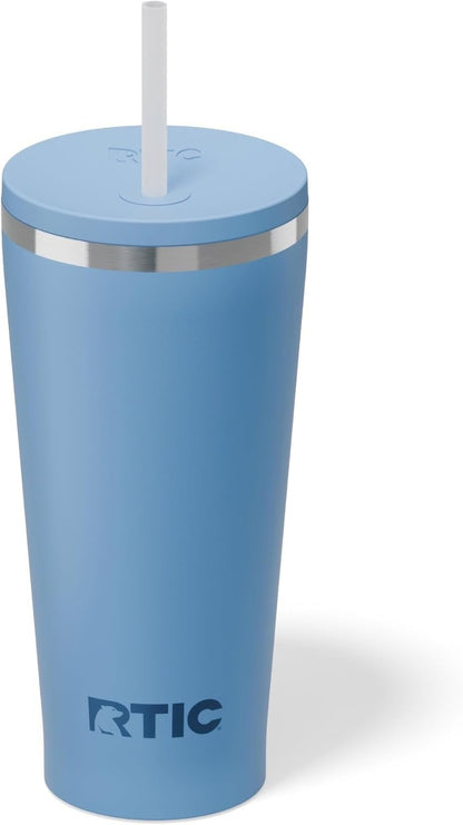 RTIC 20oz Everyday Tumbler Insulated Stainless Steel Portable Travel Coffee Cup with Straw, Ceramic Lining, Spill-Resistant Lid, BPA-Free, Hot and Cold Drink, Beach