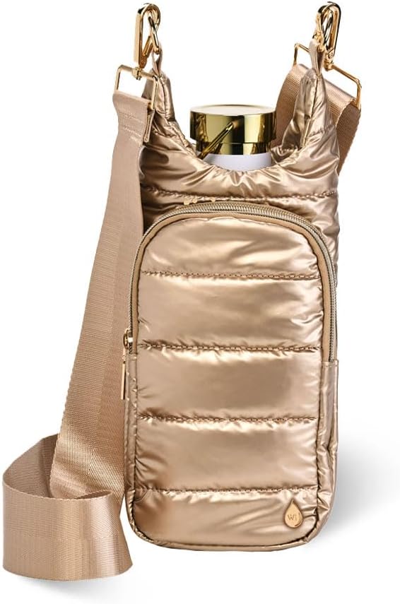 WanderFull Original HydroBag Fits Up to 32 oz Water Bottle Holder with Strap – Hands-Free Crossbody Water Bottle Carrier Bag with Phone Pocket - Colors B