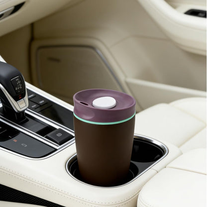 SmoothSip 12 oz Insulated Stainless Steel Coffee Tumbler with Slider Lid, Travel Mug for Hot and Iced Beverages, Black with Brown Lid