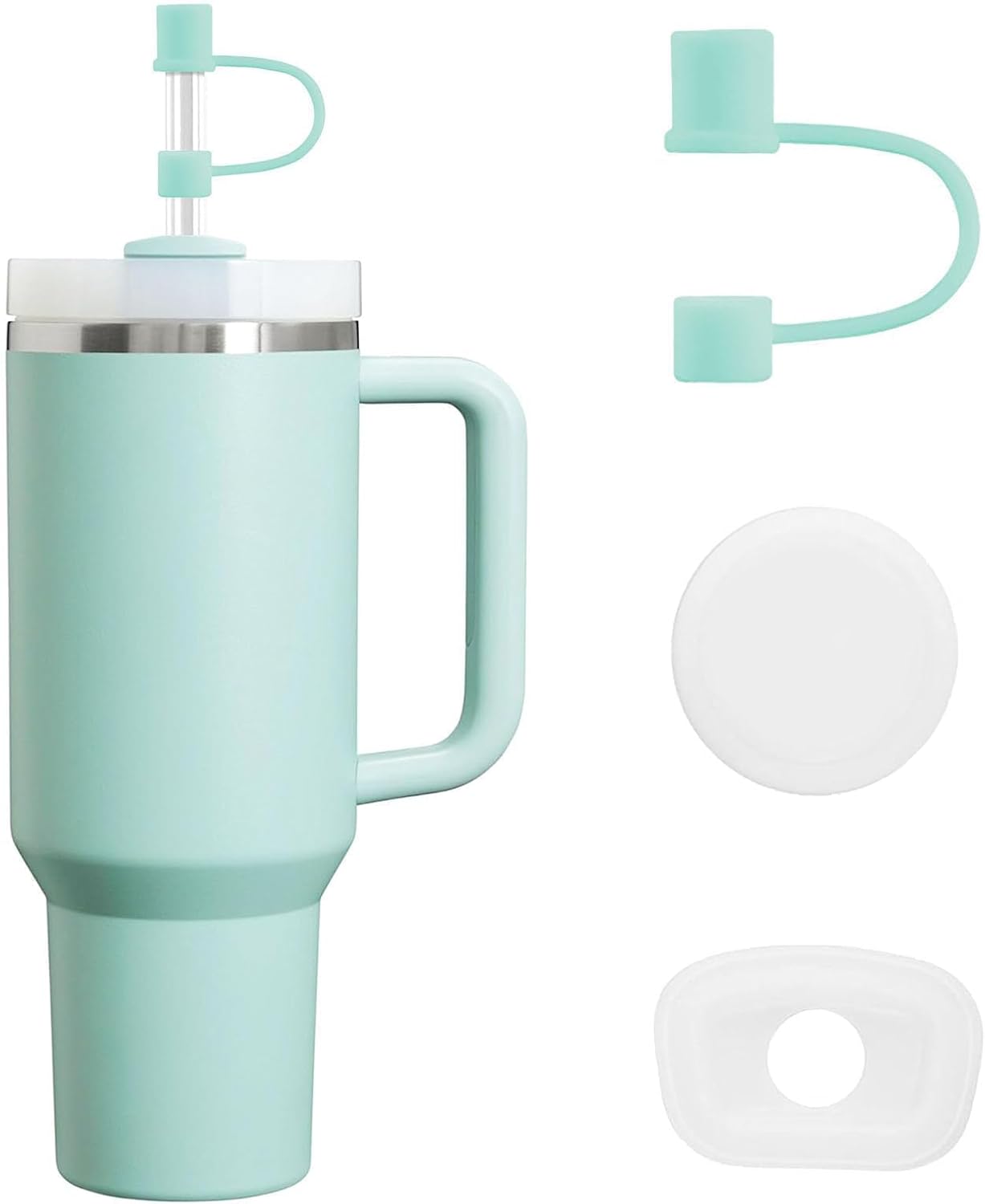MOLOSLEEVE 21 Colors Straw Toppers Include A Set of Leak-proof Plugs, for Stanley Straw Covers Cap for Stanley Cup 2.0 30oz, 40oz, Silicone, Dust-Proof （Clear）